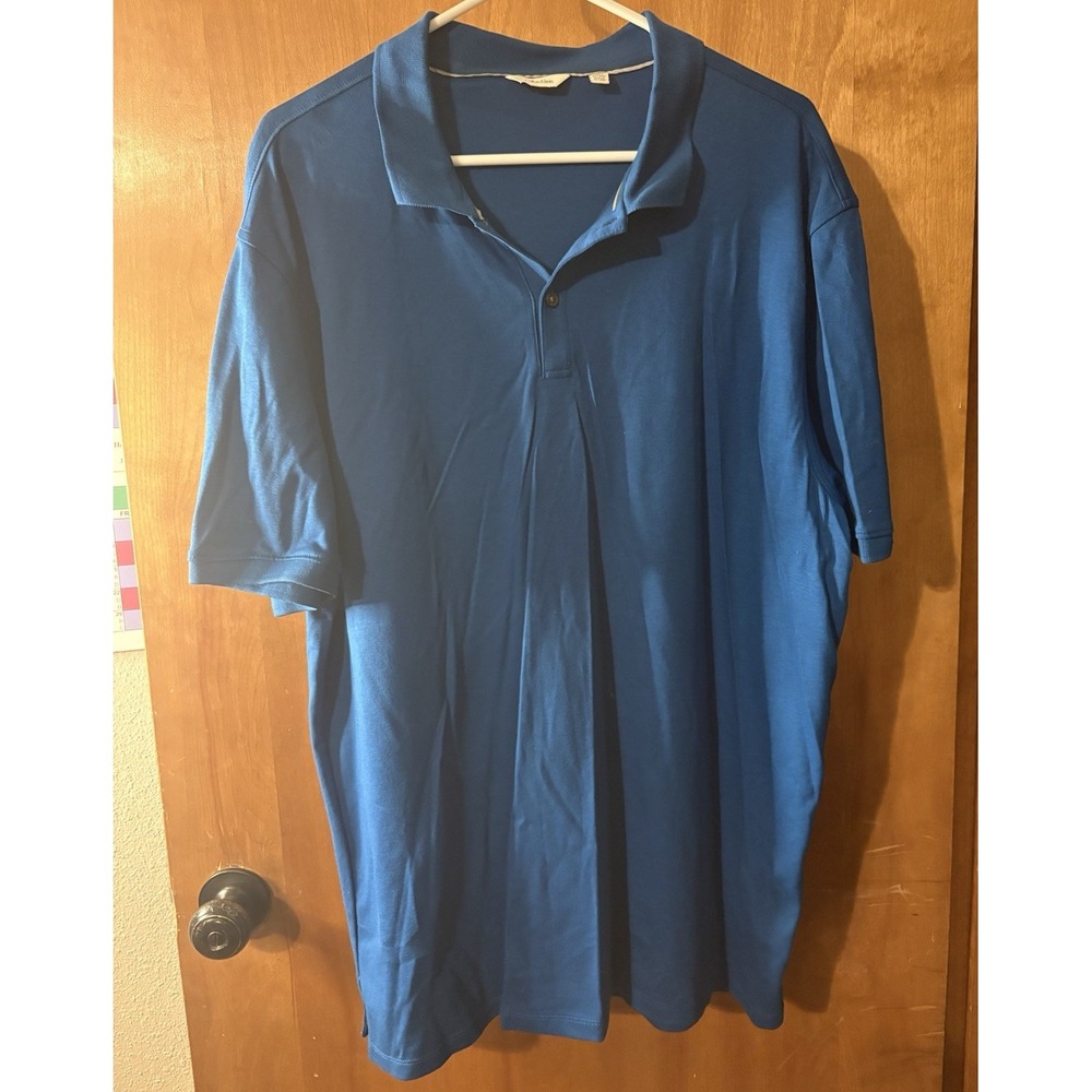 Calvin Klein Mens Blue 100% Cotton Polo Shirt XL Short Sleeve Collared 8221